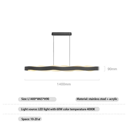 Lustre moderne en acier inoxydable à design ondulé pour intérieur — LZ4X9J2