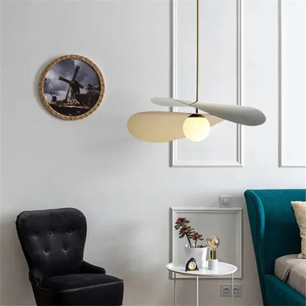Suspension design en métal avec abat-jour tissu motif lotus style loft — LZ4D9XQ