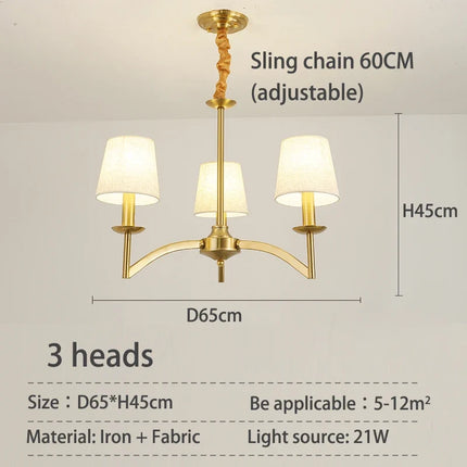 Lustre rétro américain en tissu pour décoration intérieure lumineuse — LZ4X9M