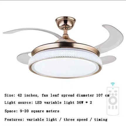 Plafonnier LED intelligent à pales rétractables au design moderne — LZ4X9T