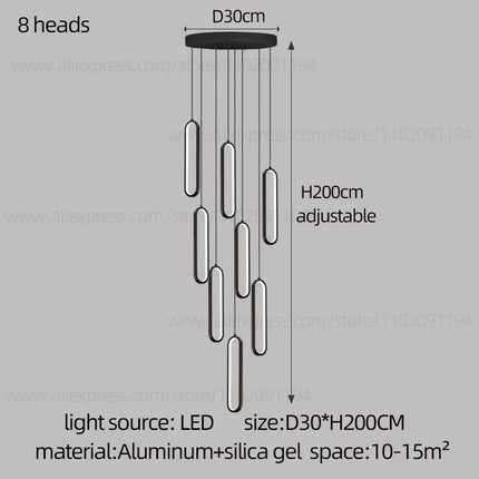 Lustre ovale LED minimaliste pour duplex et penthouse hôtelier — LZ4Q9X2