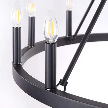 Lustre suspension industriel rond en fer avec LED intégrée — LZ4D9X
