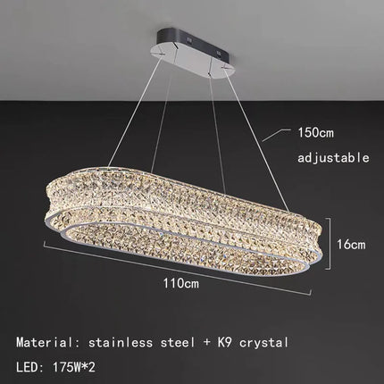 Lustre moderne en cristal clair avec intensité variable et cordon réglable — LZ7D9Q