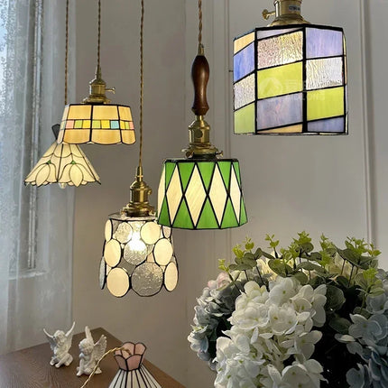 Lustre suspension en verre fait main style Tiffany pour intérieur — LZ4X9P