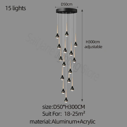 Lustre suspension long nordique creux pour loft, hôtel, appartement — LZ4M9Q2