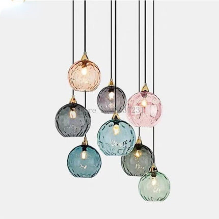Lustre suspension en verre coloré effet grain d’eau nordique — LZ4X9P