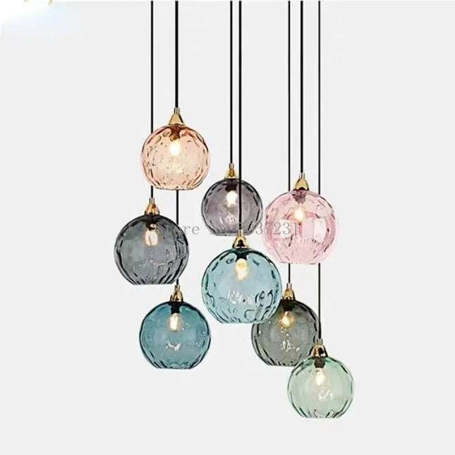 Lustre suspension boule en verre coloré style nordique pour cuisine et chambre — LZ4X9V