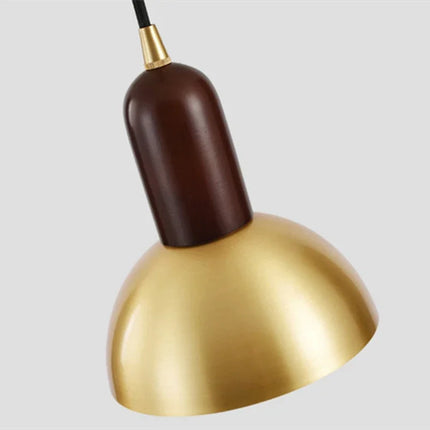 Lustre minimaliste en noyer noir avec applique murale en laiton style japonais — LZ4X9P
