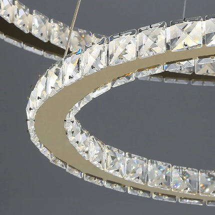 Lustre LED moderne anneau étoile en cristal doré et verre — LZ4X9T