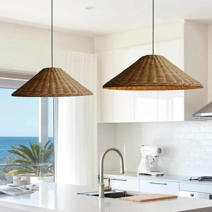 Suspension conique en rotin de bambou style zen — LZ4P9X7