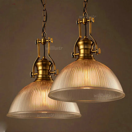 Suspension vintage en verre nervuré pour café, salon et salle à manger — LZ4G7XQ