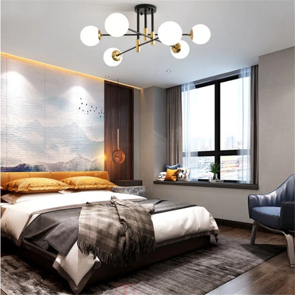 Lustre suspension nordique moderne à boules de verre LED — LZ4X9P