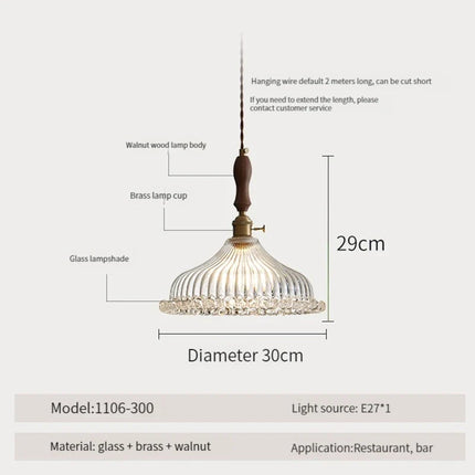 Suspension moderne en bois, verre et laiton — LZ4X9M2