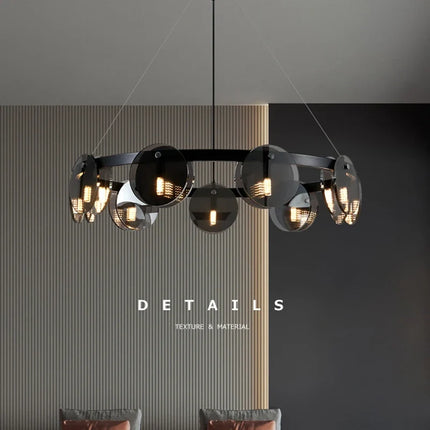 Suspension moderne en verre noir élégante — LZ4X9P2