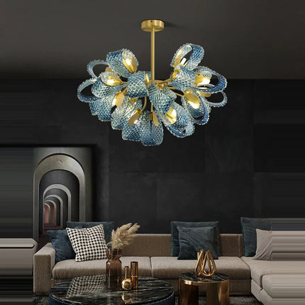 Lustre artistique en verre cristal avec LED dorée — LZ4X9TQ