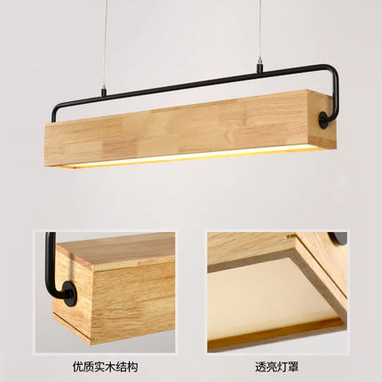 Suspension LED en bois style nordique japonais moderne — LZ4X9T