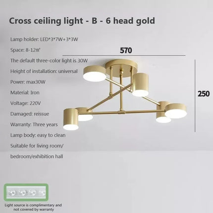 Lustre LED moderne semi-noir blanc et or pour salon et chambre — LZ4M9Q2