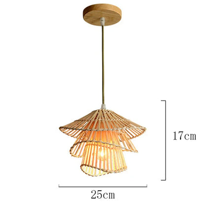 Lustre suspension multi-étages en rotin fait main au design moderne — LZ4X7M