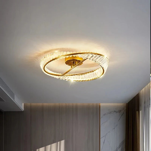 Plafonnier LED dimmable moderne avec anneaux en cristal — LZ4X9P