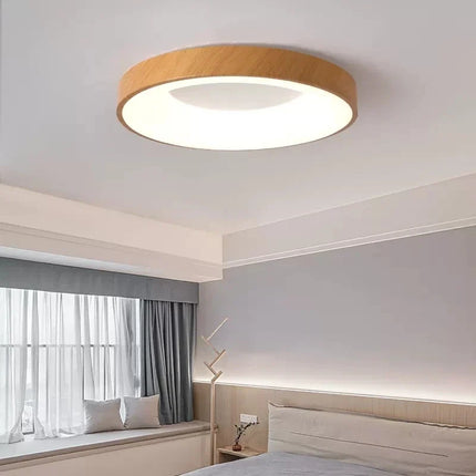 Plafonnier LED rond ultra-fin effet grain de bois — LZ4X9P2Q