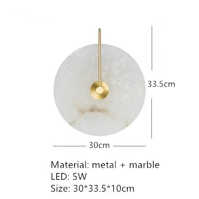 Applique murale LED en métal doré et marbre naturel pour éclairage contemporain — LZ4X9T