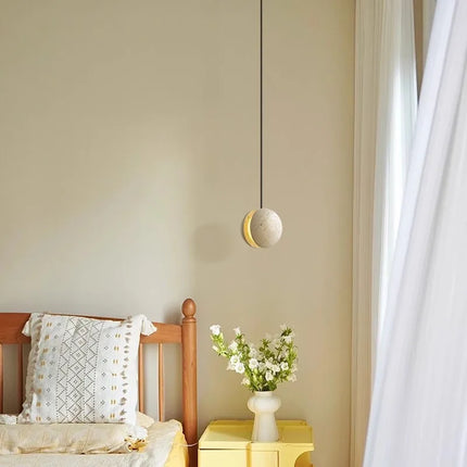 Lustre suspension en pierre de lune style wabi-sabi chaleureux — LZ4X9TQ