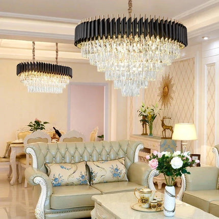 Lustre LED moderne de luxe en cristal, forme ronde ou allongée — LZ4P7X