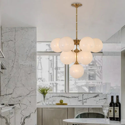 Lustre suspension nordique en cuivre et verre moderne — LZ4F7Q2