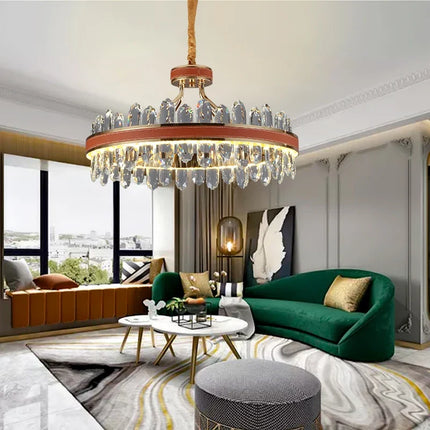Suspension en cristal et cuir pour éclairage moderne et créatif — LZ4X9P