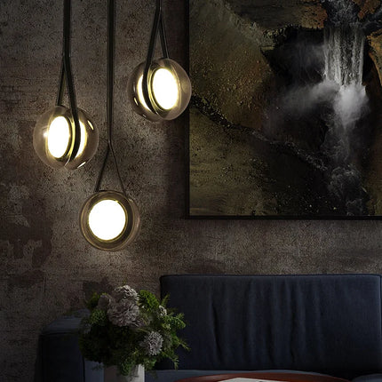 Lustre suspension design nordique en verre style yoyo — LZ4B7X9