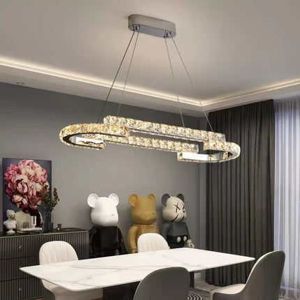 Lustre nordique en cristal et acier inoxydable avec LED miroir — LZ4X9M