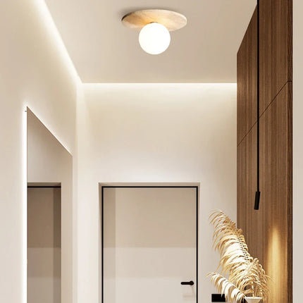 Plafonnier rond en marbre avec ampoule en verre pour restaurant — LZ4XJ9