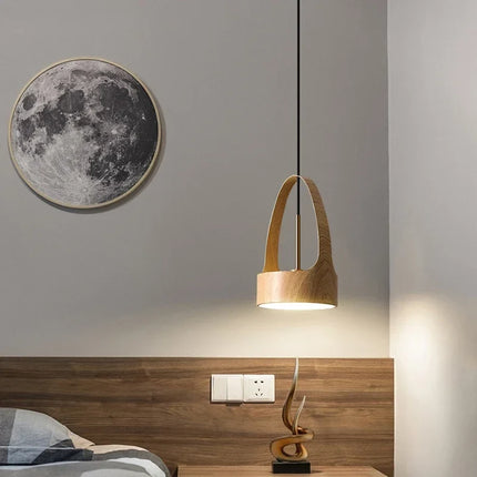 Suspension LED style nordique effet bois grain naturel — LZ4X9T