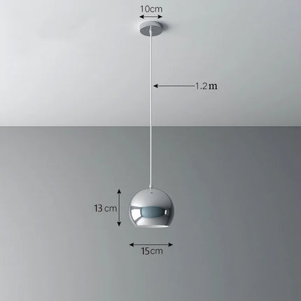 Plaqué nordique argent Globe boule miroir lampes suspendues E27 fer lampe suspendue de luxe en laiton argenté Art cuisine hôtel suspension lampe