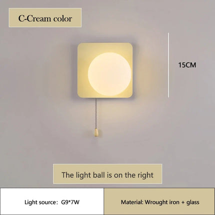 Applique murale LED moderne en verre avec interrupteur pour chambre d'enfant — LZ4X9T2