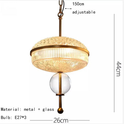 Suspension en verre champagne avec structure métal doré 3000K — LZ4X9M