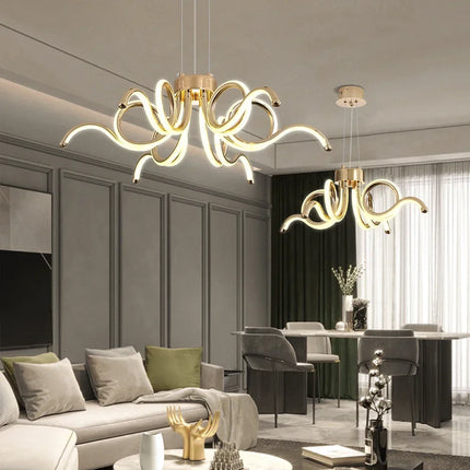 Lustre moderne doré avec télécommande pour éclairage intérieur — LZ4X9T2
