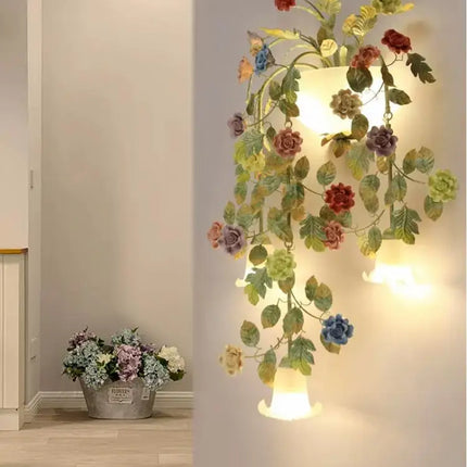 Applique murale en métal décorative avec fleurs et herbes — LZ4X9P2