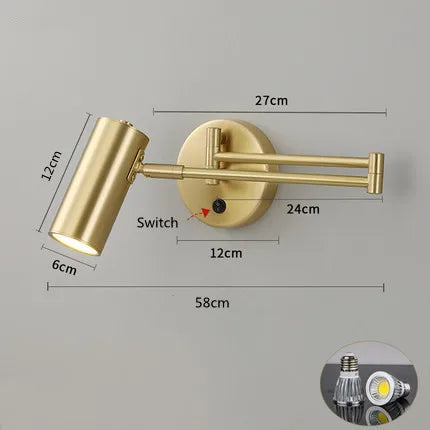 Applique murale LED à bras télescopique pivotant avec interrupteur pour éclairage intérieur — LZ4X9P