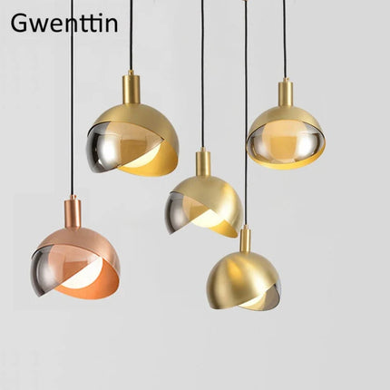 Suspension dorée avec éclairage LED décoratif moderne — LZ4X9T2