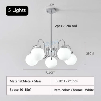 Lustre moderne en chrome avec suspension en verre transparent — LZ4X9B