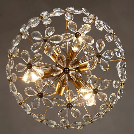 Lustre français en cristal fleur rétro LED de luxe — LZ4X9P