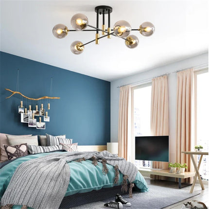Lustre suspension nordique moderne à boules de verre LED — LZ4X9P