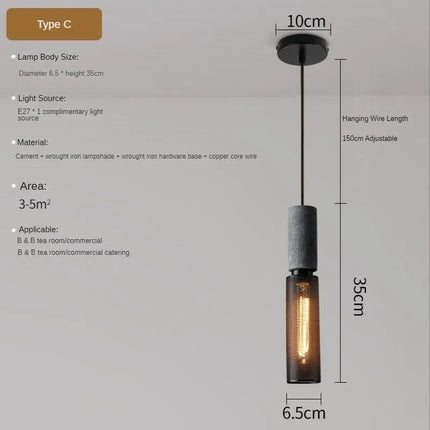 Suspension en ciment avec abat-jour en fer forgé style loft industriel — LZ4X9P2