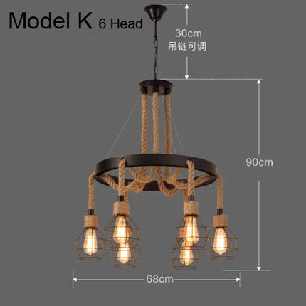 Suspension industrielle rustique avec corde pour intérieur — LZ7D4X