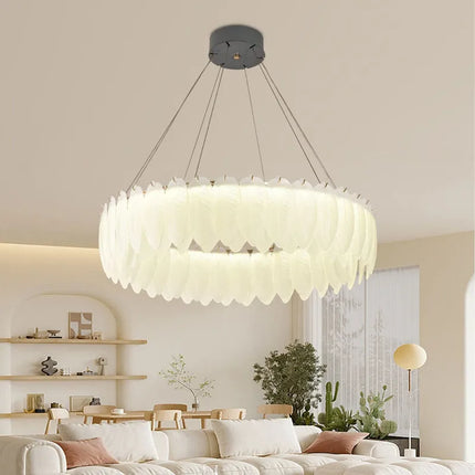 Lustre nordique en verre cristal et plumes décoratif d’intérieur — LZ4X9P2Q