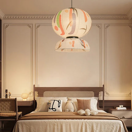 Suspension japonaise en papier de riz style wabi-sabi pour intérieur élégant — LZ4X9T2