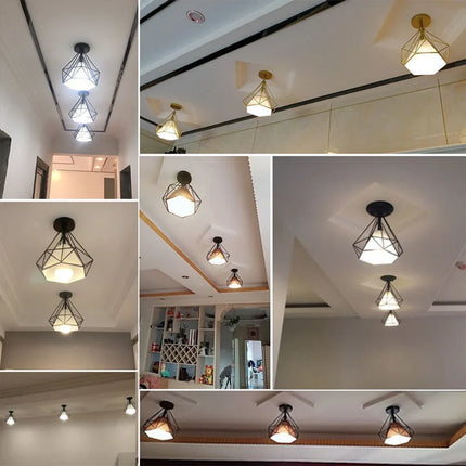 Plafonnier LED style industriel avec cage en métal vintage — LZ4T9Q2N