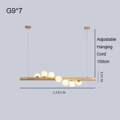 Lustre moderne en bois de noyer et verre pour intérieur élégant — LZ4X9T2