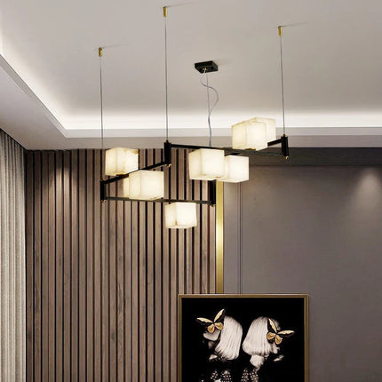 Plafonnier LED suspendu design moderne en marbre blanc — LZ4X9P2Q